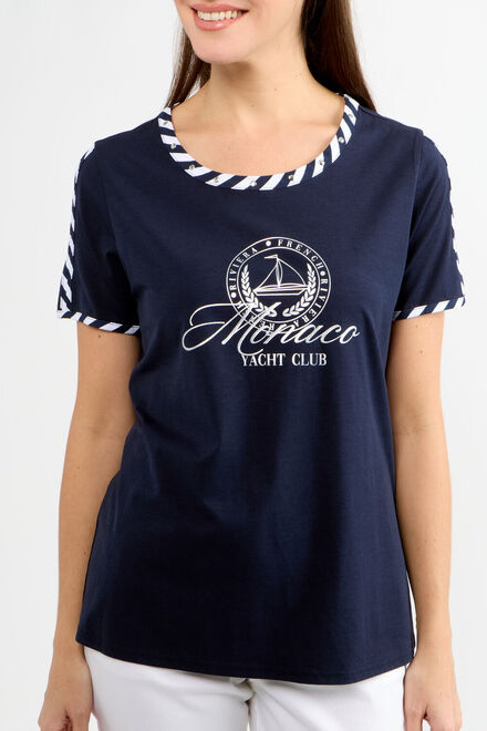 Tee-shirt d&#039;&eacute;t&eacute; Studded Shapes mod&egrave;le 80021-6100. Marine. 3