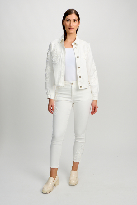 Veste en jean brod&eacute;e Style 80101-6100. Blanc. 4