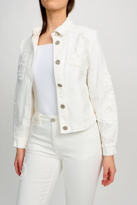 Embroidered Denim Jacket Style 80101-6100. White. 5