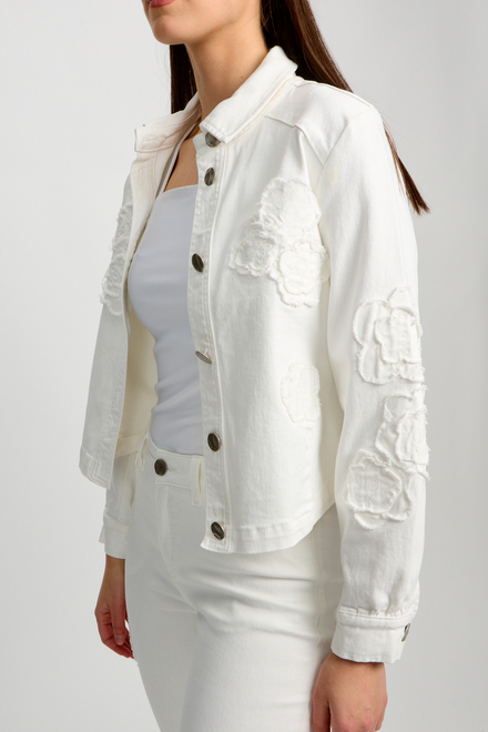 Veste en jean brod&eacute;e Style 80101-6100. Blanc. 3