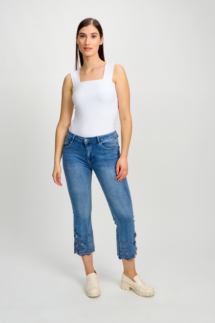 Embroidered Jewel Bleached Jeans Style 80105-6100. As sample