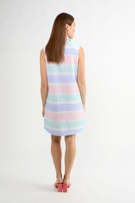 Sleeveless Striped Polo Dress Style 80108-6100. Blue Combo. 2