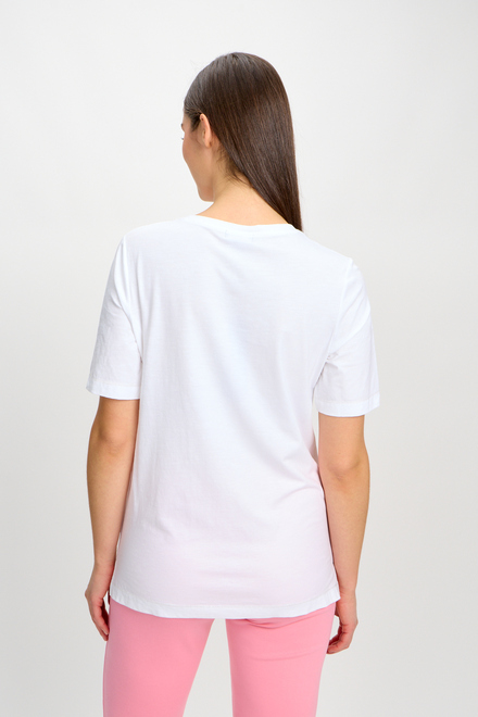 T-shirt &agrave; fleurs avec embellissement mod&egrave;le 80204-6100. Blanc. 2