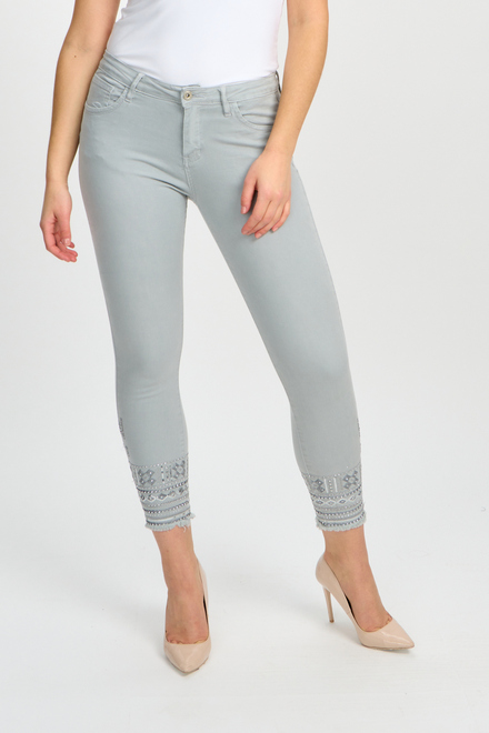 Minimalist Embroidered Skinny Jeans Style 80209-6100. Silver