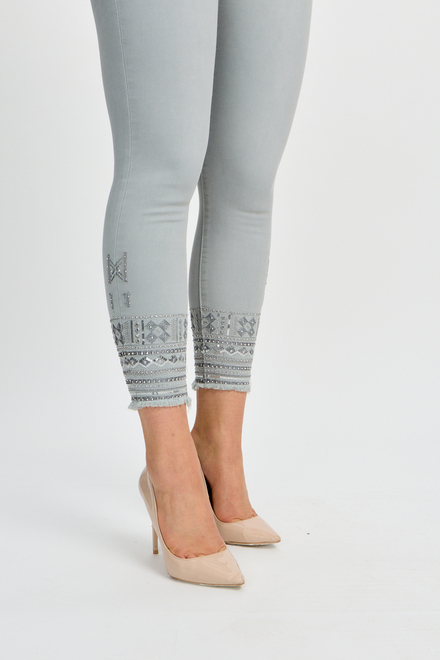 Minimalist Embroidered Skinny Jeans Style 80209-6100. Silver. 3