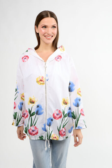 Veste surdimensionnée à capuche et à fleurs Modèle 80210-610. As sample