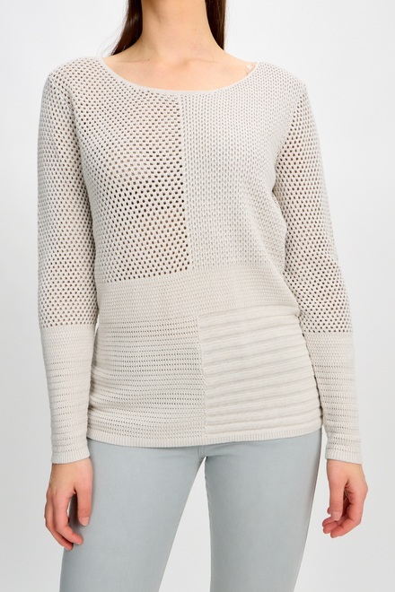 Round Neck Fitted Sweater Style 80305-6100. Linen. 3