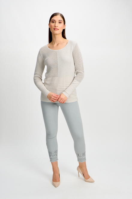 Round Neck Fitted Sweater Style 80305-6100. Linen. 4