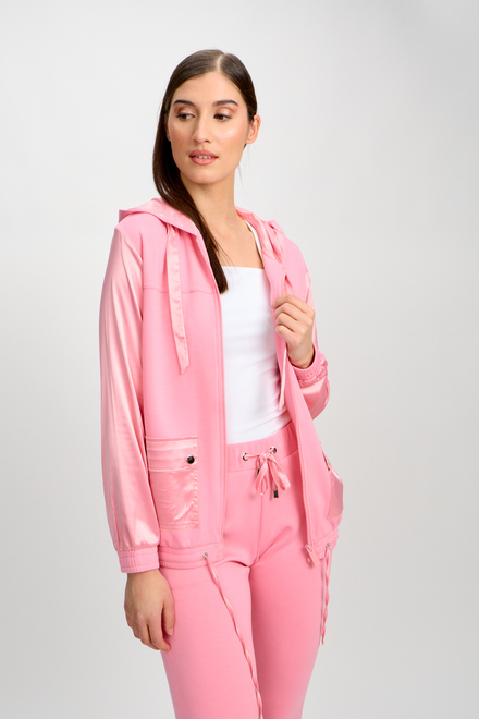 Sporty Oversized Zip-Up Hoodie Style 80408-6100. Pink