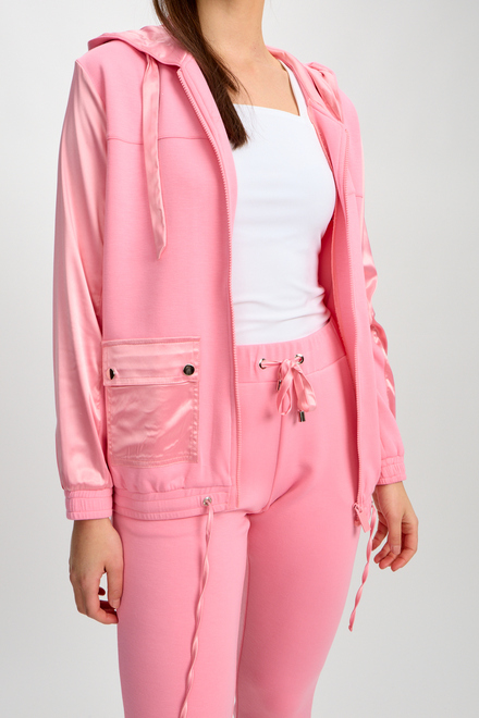 Sporty Oversized Zip-Up Hoodie Style 80408-6100. Pink. 3