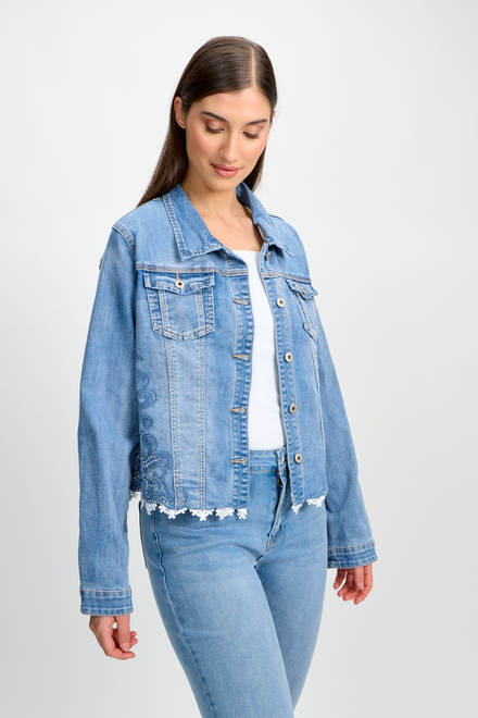 Embroidered Denim Cutaway Jacket Style 80505-6100. As sample