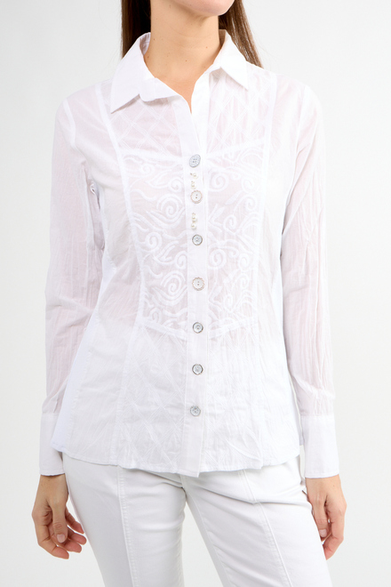 Minimalist Harlequin Brocade Shirt Style 80506-6100. White. 2
