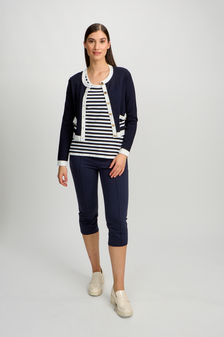 Cropped Casual Cardigan Style 80704-6100. Navy. 4