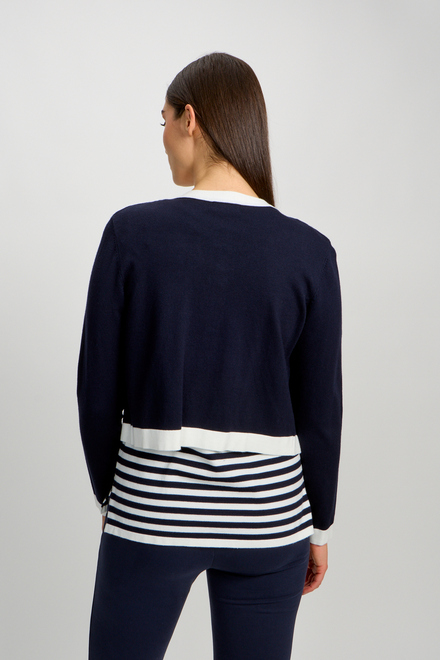 Cropped Casual Cardigan Style 80704-6100. Navy. 2
