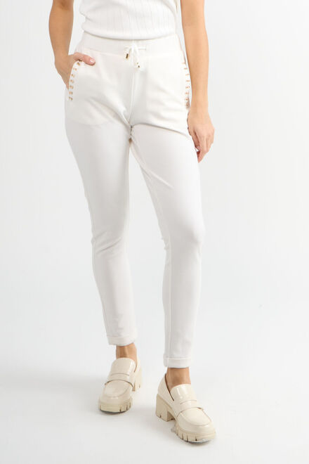Pantalon skinny &agrave; taille haute mod&egrave;le 80802-6100. Blanc Cass&eacute;. 3