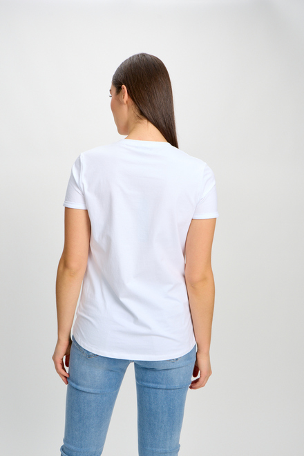 T-shirt col ras du cou imprim&eacute; mod&egrave;le 80810. Blanc. 2