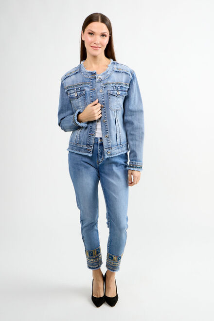 Embroidered Bleached Denim Jacket Style 81006-6100. As Sample. 4