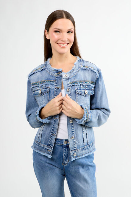 Embroidered Bleached Denim Jacket Style 81006-6100. As sample