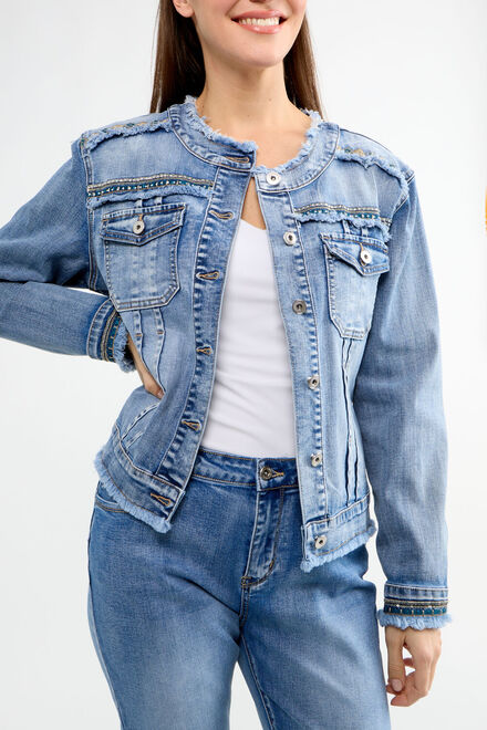 Embroidered Bleached Denim Jacket Style 81006-6100. As Sample. 3
