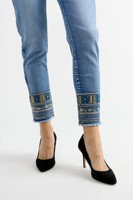 Embroidered Bleached Slim-Fit Jeans Style 81008-6100. As Sample. 3
