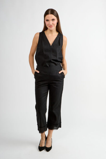 Mid-Rise Fringe Trousers Style 81114-P6947. Black