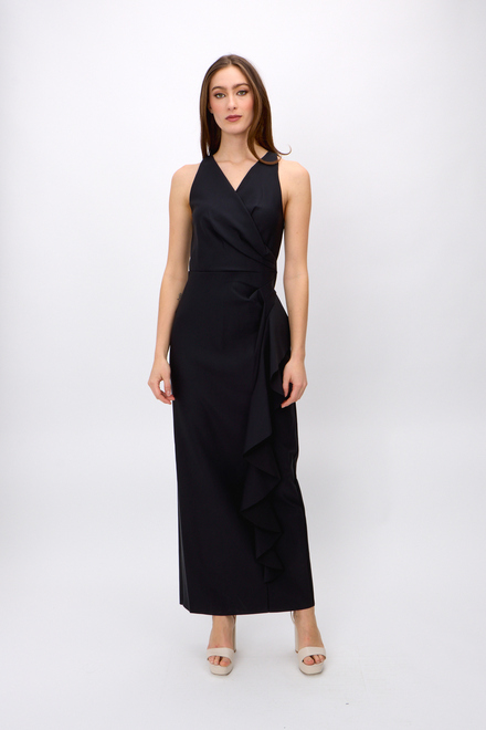 Halter Style Dress with Cascade Ruffle Detail Style 5134295. Black. 5