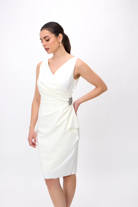 Ruched Wrap Front Dress 134005. Ivory