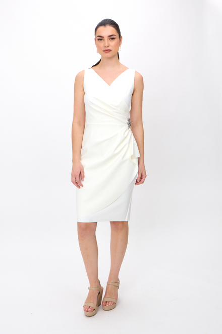 Ruched Wrap Front Dress 134005. Ivory. 4