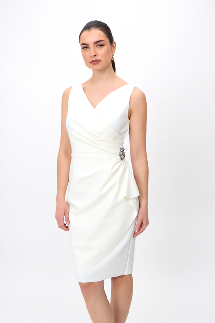 Ruched Wrap Front Dress 134005. Ivory. 6