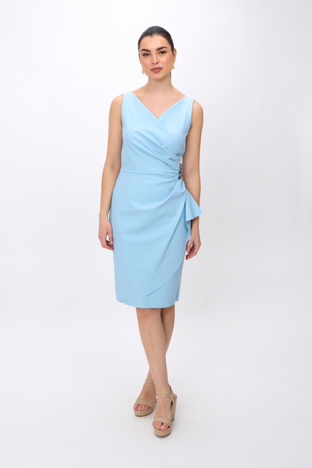 Ruched Wrap Front Dress 134005. Light Blue