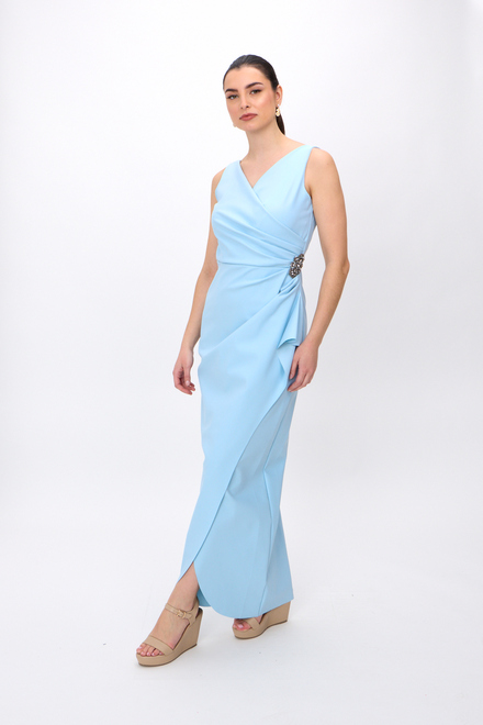 Wrap Front Beaded Gown Style 134200. Light Blue. 4