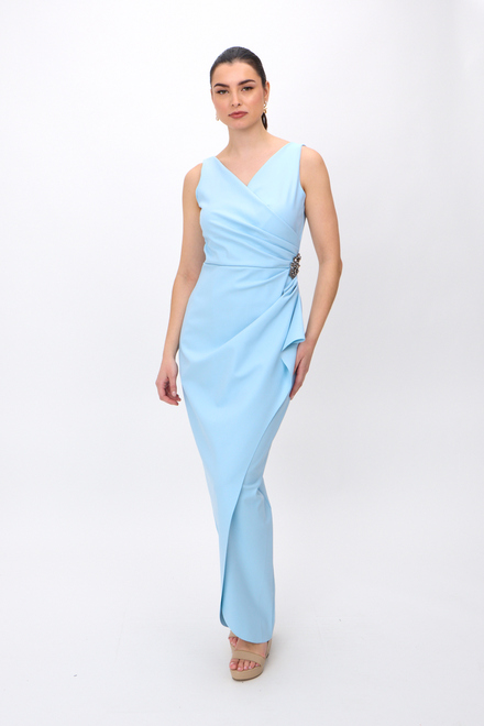Wrap Front Beaded Gown Style 134200. Light Blue. 5