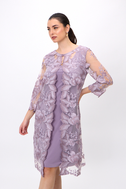 Embroidered Lace Jacket with Jersey Dress Style 81122202. Orchid