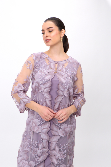 Embroidered Lace Jacket with Jersey Dress Style 81122202. Orchid. 4