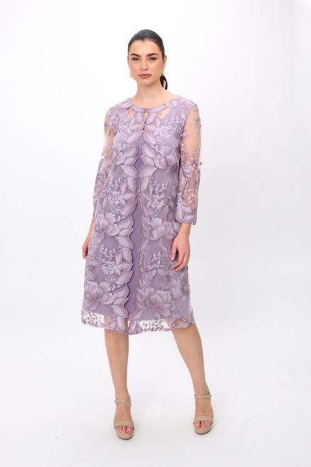 Embroidered Lace Jacket with Jersey Dress Style 81122202. Orchid. 6