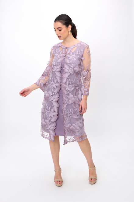 Embroidered Lace Jacket with Jersey Dress Style 81122202. Orchid. 3