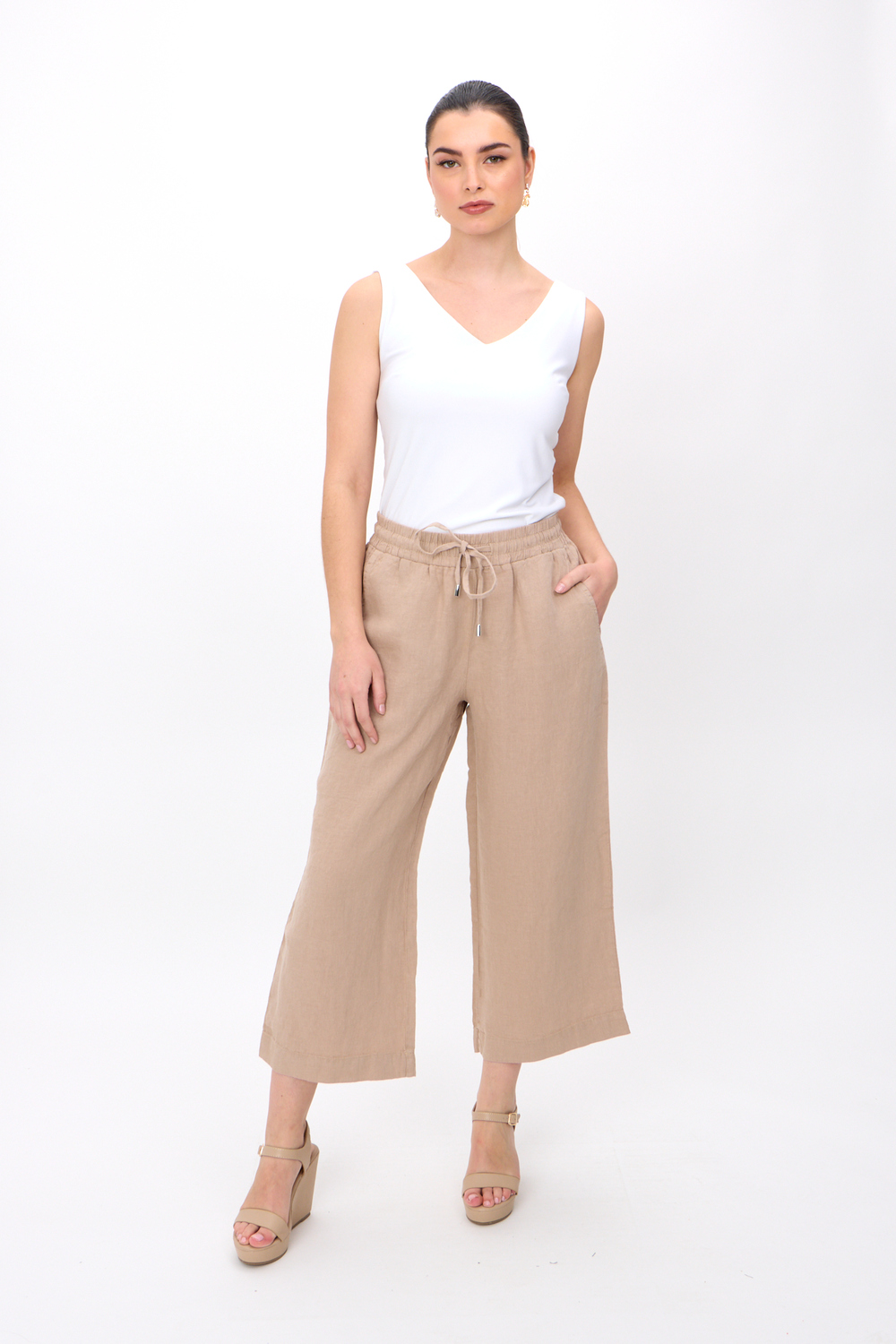 Dolcezza Woven Pant Style 24253. Beige