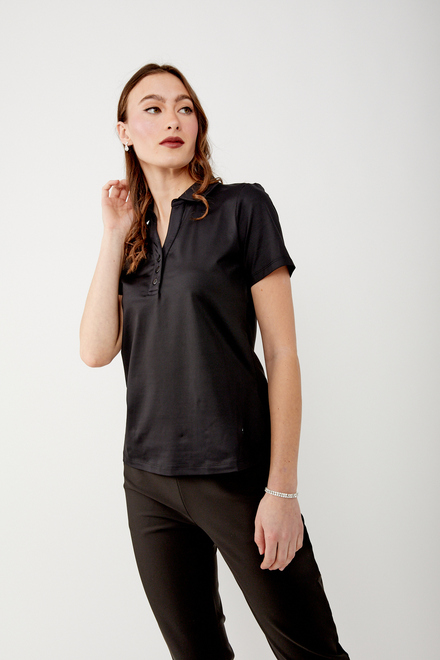 Casual Plain Polo Shirt Style 34501. Black. 2