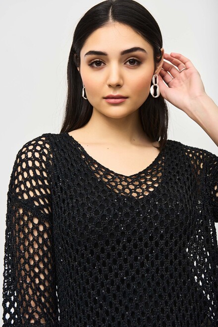 Sequined Oversized Casual Sweater Style 241922. Black. 3