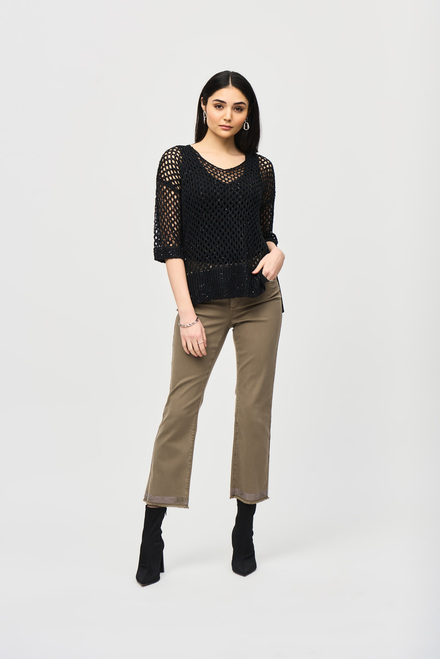 Sequined Oversized Casual Sweater Style 241922. Black. 4