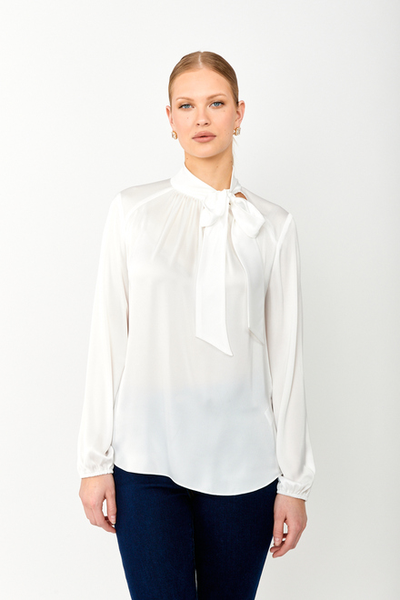Knotted High-Neck Blouse Style 243022. Vanilla 30