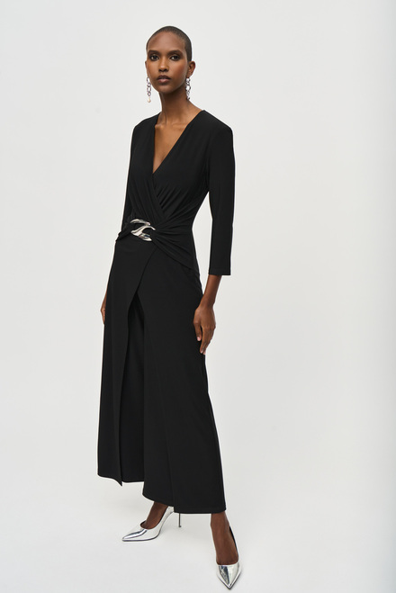 Wrap Jumpsuit Nightout Elegance Style 243079. Black