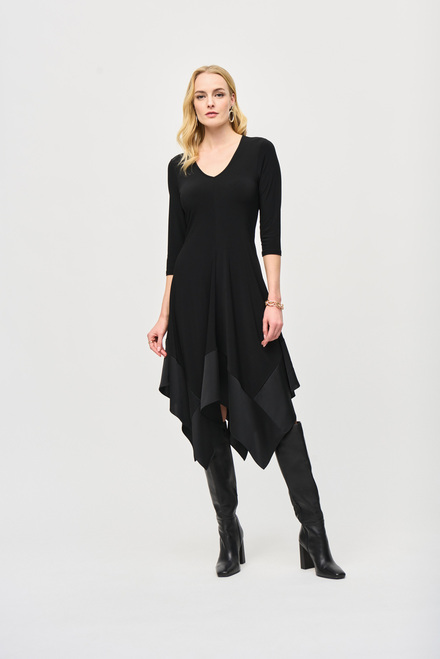 Modest Midi Casual Dress Style 243092. Black