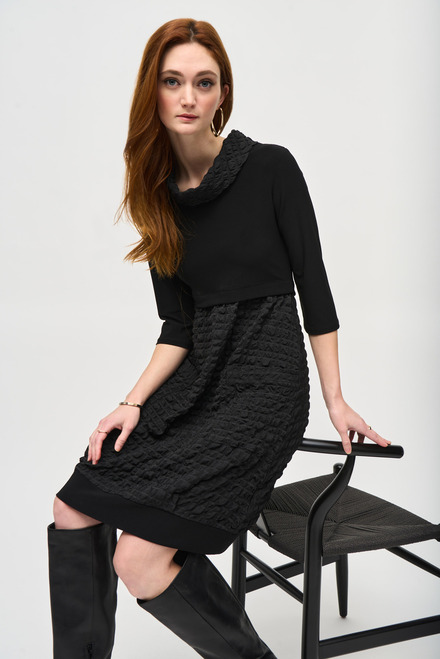 Cowl Neck Pencil Dress Style 243114. Black