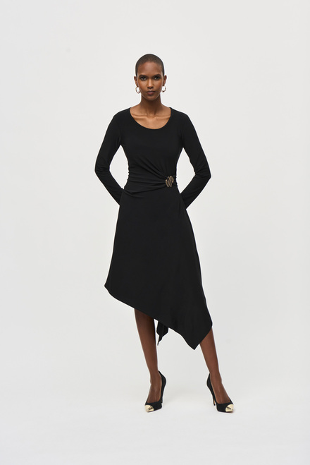 Round Neck Midi Dress Style 243153. Black