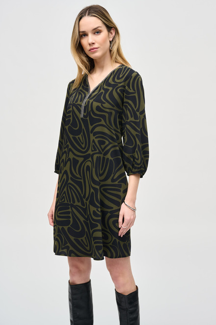 Bohemian Abstract Mini Dress Style 243154. BLACK/GREEN/MULTI