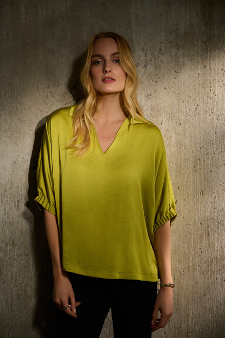 Oversized Ruched Cutaway Top Style 243183. Wasabi