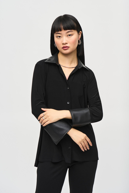 Minimalist Cutaway Nightout Shirt Style 243204. Black/Black