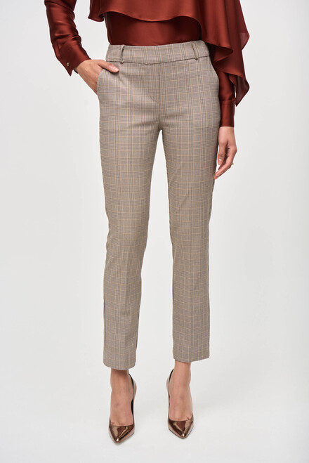 Mid-Rise Tartan Business Trousers Style 243227. Beige/multi