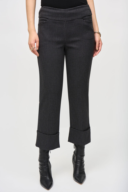 pantalon casual 3/4 motif &oelig;il d&#039;oiseau mod&egrave;le 243262. Noir/gris